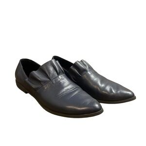 Bueno Burcu Leather Ruffle Pointed Toe Flats - Navy Blue - Size 9.5